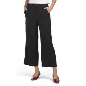 HAVER + BLAIR Black Stretch Wide Leg Cropped Trousers